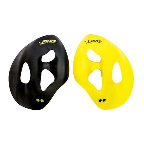 FINIS Iso Swim Training Paddles - Stroke Technique Trainer - Isolates Muscle Groups - Strapless - Black/Gold - Medium