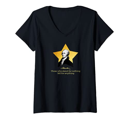 Womens Alexander Hamilton Vintage USA Birthday History Women Teens V-Neck T-Shirt