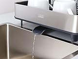 Joseph Joseph Extendable Dish Drying Rack with Dual Parts - Stainless Steel, Non-Scratch, Movable Utensil Drainer & Drainage Spout, Gray