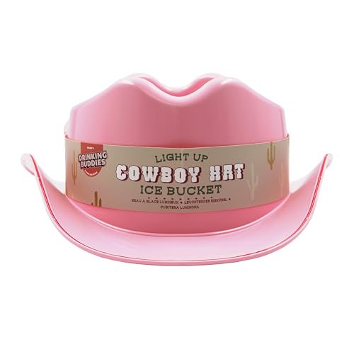 NPW Drinking Buddies Light Up Cowboy Hat Ice Bucket - Cowgirl Hat Shaped Ice Bucket Cooler, LED, Perfect for Parties & Celebrations