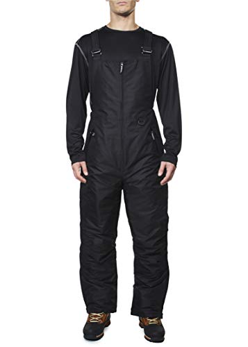 Arctic Quest Mens Insulated Snow and Ski Bib Overalls Snow Pants Snowboard Mens Overalls for Fishing, Hunting, Snowmobiling, Black, X-Large