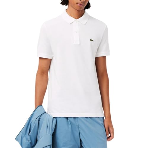 Lacoste Mens Men's Short Sleeve Classic Pique Polo Shirt, White, X-Large