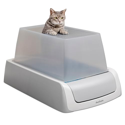 PetSafe ScoopFree Crystal Pro Self-Cleaning Cat Litter Box – Electric, Hands-Free Self-Scooping with Disposable Crystal Trays, Odor Control, Includes Hood, Gray