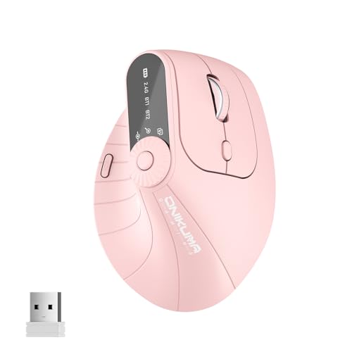 Bluetooth and 2.4GHz Wireless Vertical Ergonomic Optical Mouse- 2400 DPI, 2.4GHz,Dual Bluetooth，Triple Connectivity, 8 Buttons, Rechargeable，Wireless Mice for Laptop, Desktop, PC, Macbook - Pink