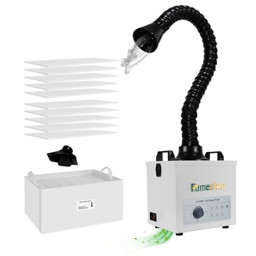 FumeClear Solder Fume Extractor - Powerful 100W Suction 200m³/h, Low-Noise, 3-Stage Filtration System with 12PCS Filters for Laser Welding Smoke Absorption and Desktop Soldering