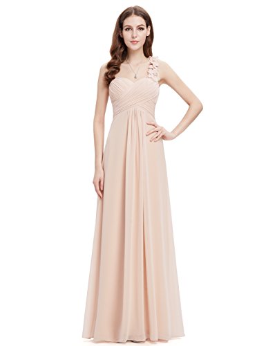 Ever-Pretty Juniors One Shoulder Flower Long Prom Dress 4 US Nude