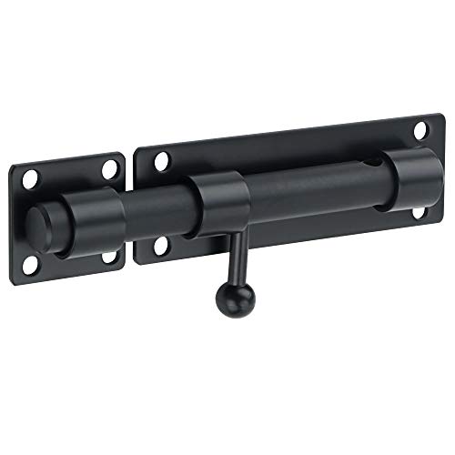 Alise 6 inch Barrel Bolt Latch,Slide Bolt Latch,Heavy Duty Solid SUS304 Stainless Steel Slide Lock for Wooden Fence,Barn Door,Interior or Outdoor Door. Matte Black MS8000-B