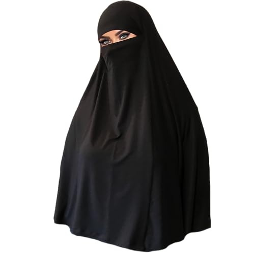 AMAL Niqab Muslim Nikab Women Burka Overhead Jilbab Long Hijab Abaya Khimar (Black)