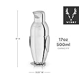 Viski Penguin Cocktail Shaker with Strainer, Stainless Steel Shaker Bottle, Bar Essentials, Home Bartender Shaker and Strainer Set, 17 oz.