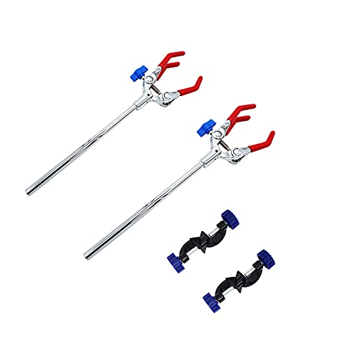 SAWISPHY Laboratory Clamps 3 Prong with Lab Stand Clamp Holder for Chemistry Ring Stand (2)