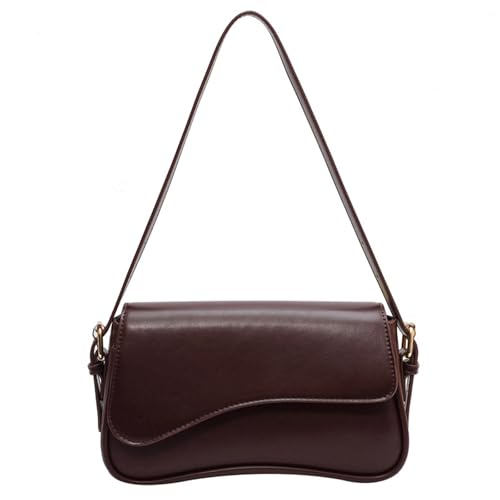 Shoulder Bag for Women Y2K Trendy Purse Vegan Leather Hobo Handbags Clutch Saddle Bag with 2 Removable Strap (Coffee)