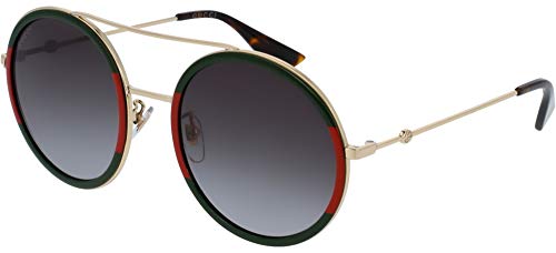 Gucci Women's GG0061S-003-56 Rectangular Sunglasses, Gold (Gold/Green), 56