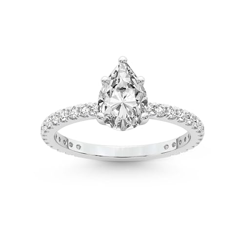 FRIENDLY DIAMONDS 2 carat IGI Certified Pear Shape Lab Grown Diamond Engagement Ring | 14K Or 18K in White, Yellow Or Rose Gold | Emily Eternity Lab Diamond Ring | FG-VS1-VS2 Quality