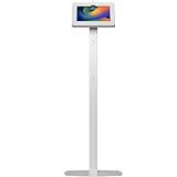 Thin Floor Stand – CTA Tall Standing 360° Kiosk Display Tablet Holder w/Charger Access & Lock for iPad Air 11" M2 (2024) - iPad Pro 11" M4 (2024) - iPad 10.2" & 9.7-11" Tablets - White (PAD-CHKW)