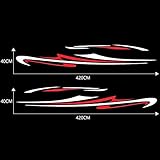 ViCiCA Car Long Side Vinyl Stripes Graphics Stickers Decals, Trailer Hauler Camper Vans Caravan Motorhome Large Decals/Graphics Self-Adhesive Decal Kits for Mercedes Sprinter (White + Red)