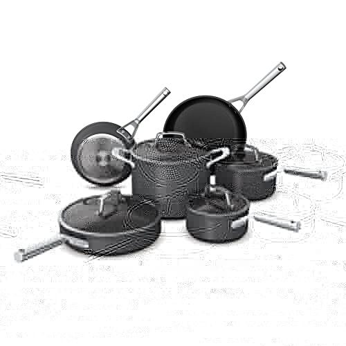 Ninja NeverStick Premium Hard-Anodized 10 Piece Pots & Pans Set, Nonstick Cookware Set, Durable, Oven Safe to 500°F, Slate Grey, C39500