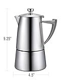 CUISINOX Roma Satin Stainless Steel Moka Pot Stovetop Espresso Maker, 10-Cup