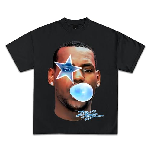 Pop Culture Vintage Graphic T-Shirt Collection | Rap Basketball Streetwear Hip-Hop Y2K | Premium Quality Heavyweight Shirt (US, Alpha, Small, Regular, Regular, Lebron/Black)