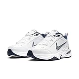 Nike Men's Air Monarch IV Cross Trainer, White/Metallic Silver/Midnight Navy, 10.0 Regular US