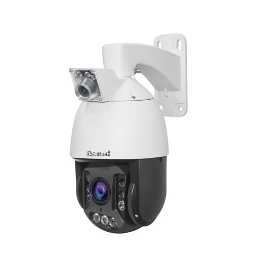 JideTech 10MP ((2×5MP) Dual Lens PoE Security Camera Outdoor, 23X Optical Zoom High Speed PTZ IP Dome Camera for Home Security, Human Detection, Auto Tracking, Two Way Talk, Color Night Vision, IP66