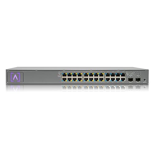 Alta Labs S24-POE Cloud-Managed PoE+ Switch w/ 24 Gigabit Ethernet Ports and 2 SFP+ Ports, Power Over Ethernet on 16 Ports, 240W PoE Budget, 2 SFP+ Ports Support Up To 10 Gbps Fiber/Copper Connections