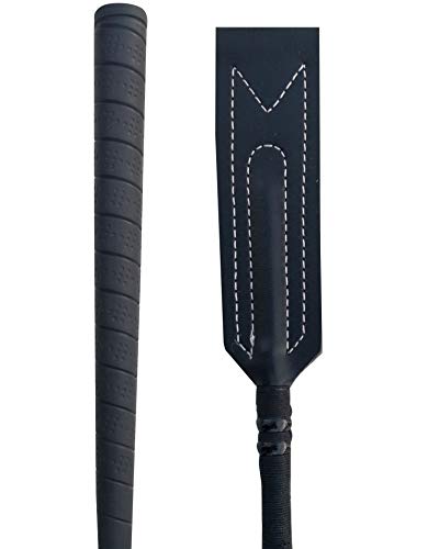 HUNTERS SADDLERY Leather Riding Crop for Horse Riding Show-Jumping Jump Bat Equestrian Race Whip Stick (Black)