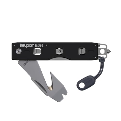 Keyport Escape Tool Kit: Car Window Breaker Seatbelt Cutter Prybar Multi-Tool | Emergency Seat Belt Cutter & Glass Breaker Keychain Tool | Tungsten Carbide Mini Safety Hammer | Auto Glass Punch Tool