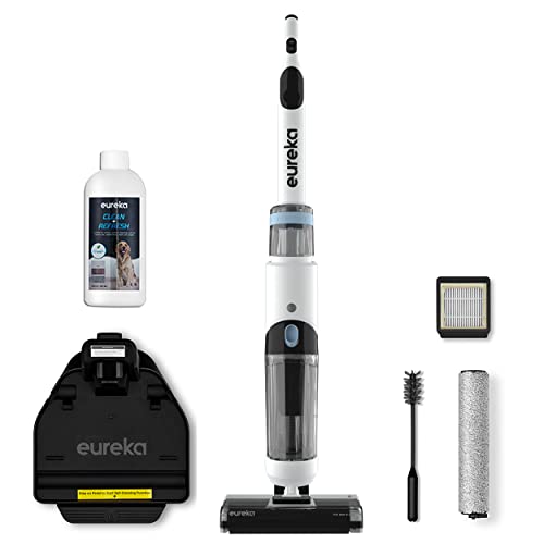 Eureka NEW500 Cordless Wet Dry Vacuum Cleaner and Mop for Multi-Surface, Lightweight Hardwood Floors Cleaner with Self-Cleaning System, Voice prompts and Smart Dirt Detecting.