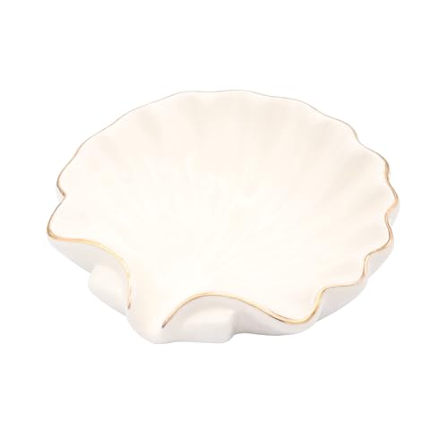 Seashell Style Ceramic Self Draining Soap Dish Waterfall Soap Dish Soap Savers for Bathroom,Shower,Bar Counter