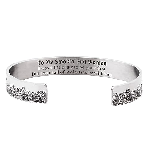 TPSFASHION New 2024 To My Smokin' Hot For Woman Wave Cuff Bracelet Stainless Steel Bracelet Birthday Gift For Wife Girlfriend Her From Husband Boyfriend Fashion Accessories Creative Gift