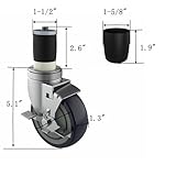 OK5STAR 4 inch Prep Table Casters Set of 4 for Commercial Kitchen Prep Tables, Expanding Stem Caster Wheels for Table Legs All with Brake Fit 1-1/2" and 1-5/8" Inner Diameter Leg Tube Adapter Caster