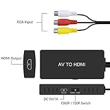 RuiPuo RCA to HDMI Converter, AV to HDMI Adapter, Composite to HDMI, Support 1080P, PAL/NTSC Compatible with WII/WII U/PS one/PS2/PS3/STB/Xbox/VHS/VCR/Blue-Ray DVD ect.