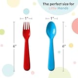 PLASKIDY Toddler Utensils Set of 18 Plastic Kids Utensils Forks and Spoons - BPA FREE/Dishwasher Safe Toddler Flatware Set Brightly Colored Children's Safe Silverewre Cutlery Set