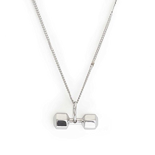 Lady Sterling Silver Dumbbell Necklace 7 Sides Fitness Jewelry Fitness Gift Gym Jewelry Barbell Necklace