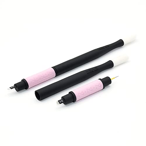 PACK OF 10 Mellie Microblading Disposable Pen 2 IN 1 - Sterilized Blade & Shade - Comfortable Silicone Grip With Pigment Sponge Microblade Best Eyebrow Supplies Kit (U18 NANO/5R) .15mm