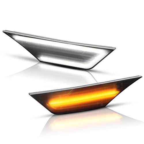 Gempro LED Side Marker Lights for Honda Civic 10 Gen Civic 2016-2021 Switchback White Amber Front Bumper Turn Signal Reflector, Smoked Len