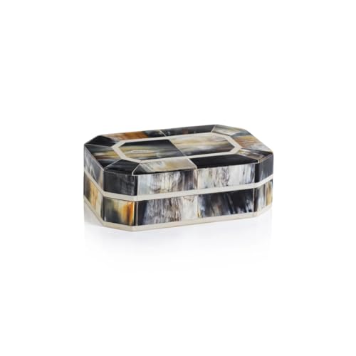 Zodax Decorative Inlaid Black & Multicolor Horn Inlaid Boxes (Corviglia Black Horn)