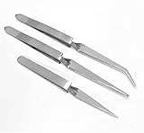 Cross Lock Tweezers Set 3 Cross Locking Soldering Self Closing Straight and Bent by JTS