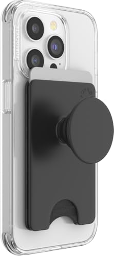 PopSockets Phone Wallet with Expanding Grip, Phone Card Holder - Black