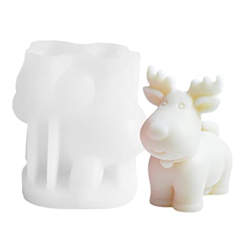TOPYS 3D Christmas Elk Deer Silicone Candle Molds Soap Mold, DIY Xmas Theme Resin Mould for Home Party Decoration, Handmade Soap Bath Bomb Lotion Bar Chocolate Jello