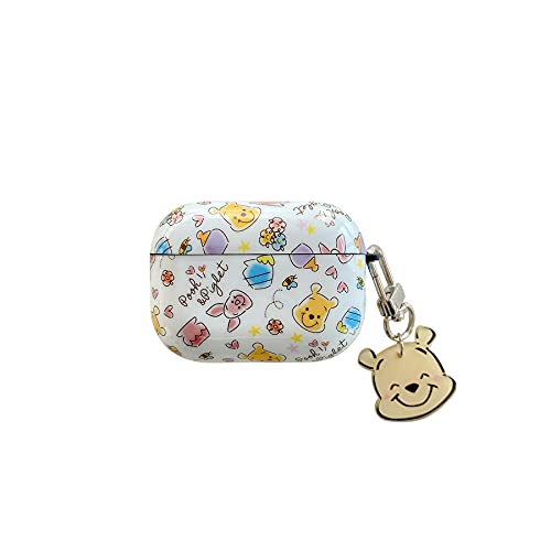 Soft TPU Case with Keychain Hook Charm for Apple AirPods Pro 2 2nd 2022 Model Teddy Bear Honey Bee Piglet Pig White Yellow Flowers Floral Cartoon Anime Fun Classic Cute Lovely Adorable Girls Women