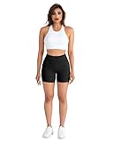 CHRLEISURE Womens Biker Shorts with Pockets: High Waisted Tummy Control Spandex Workout Yoga Athletic Gym Shorts 4 Packs(5'' 4Black, L)