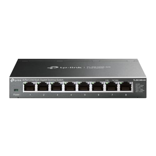 TP-Link TL-SG108S-M2 | 8-Port Multi-Gigabit 2.5G Ethernet Switch | Unmanaged Network Switch | Ethernet Splitter | Plug & Play | Desktop/Wall Mount | Silent Operation