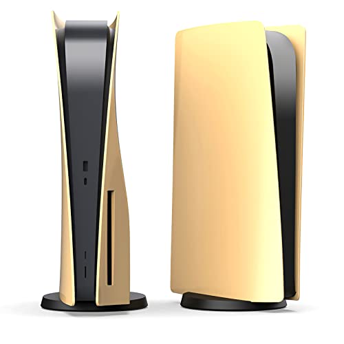 Disc Edition Face Plates Cover Skins Shell Panels for PS5 Console, Accessories for PlayStation 5 Protective Replacement Faceplates Dustproof Anti-Scratch (Gold)