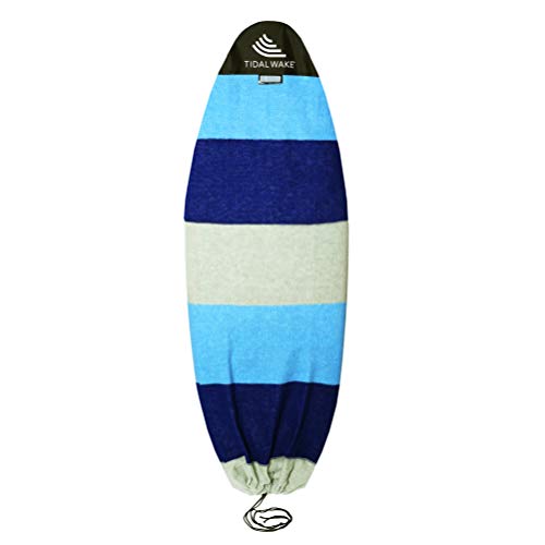 Tidal Wake TAG-IT –60" Round Nose Surf & Wake Board Sock - Soft Wakesurf/Wakeboard Bag with Built-in Name Tab, Customizable Wake Surfboard/Wakeboard Cover Protects Your Board - Blue & Gray