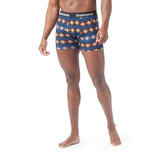Smartwool Men's Merino Print Boxer Brief Boxed, Deep Navy Paths Crossed