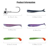 DongRun Fishing Soft Plastic Bait Set, 50 Piece/Box Paddle Tail Lure, Fork Tail Soft Bait, Jig Head Hook, Freshwater Saltwater