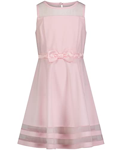 Calvin Klein Girls' Sleeveless Party Dress, Fit and Flare Silhouette, Round Neckline & Back Zip Closure, Sweet Pink, 4