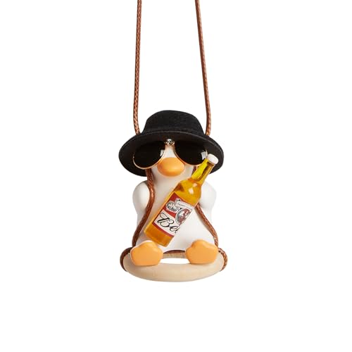 Skylar Cute Swinging Duck Car Hanging Ornament Car Decor, Rearview Mirror Hanging Accessories, Pendant Interior Hanging Ornament (Beer Bottle)