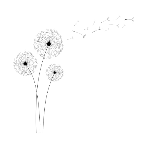 Dandelion Wall Decals, Flower Stickers, Mural Decorations. Suitable for Floral Wall Decals in bedrooms, Offices, bathrooms, and Living Rooms. Removable Art Decorations with Peel-and-Stick Room Decor.
